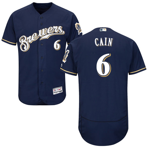 Brewers #6 Lorenzo Cain Navy Blue Flexbase Authentic Collection Stitched MLB Jersey